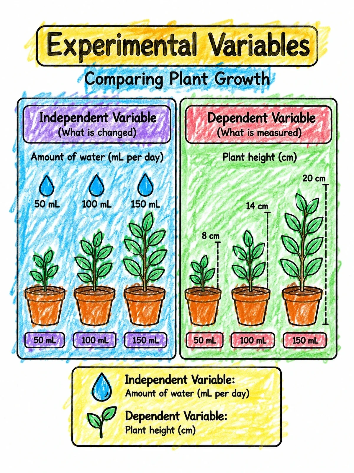 Colored example of the Experimental Variables Plant Growth Chart coloring page