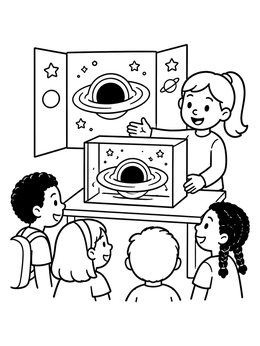 Free printable Science Fair Black Hole Project coloring page