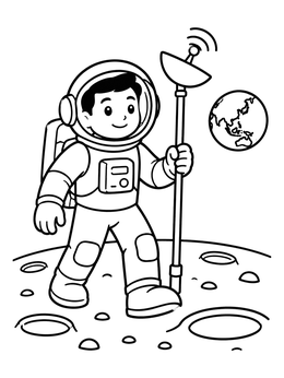 Free printable Young Astronaut On Moon Surface coloring page