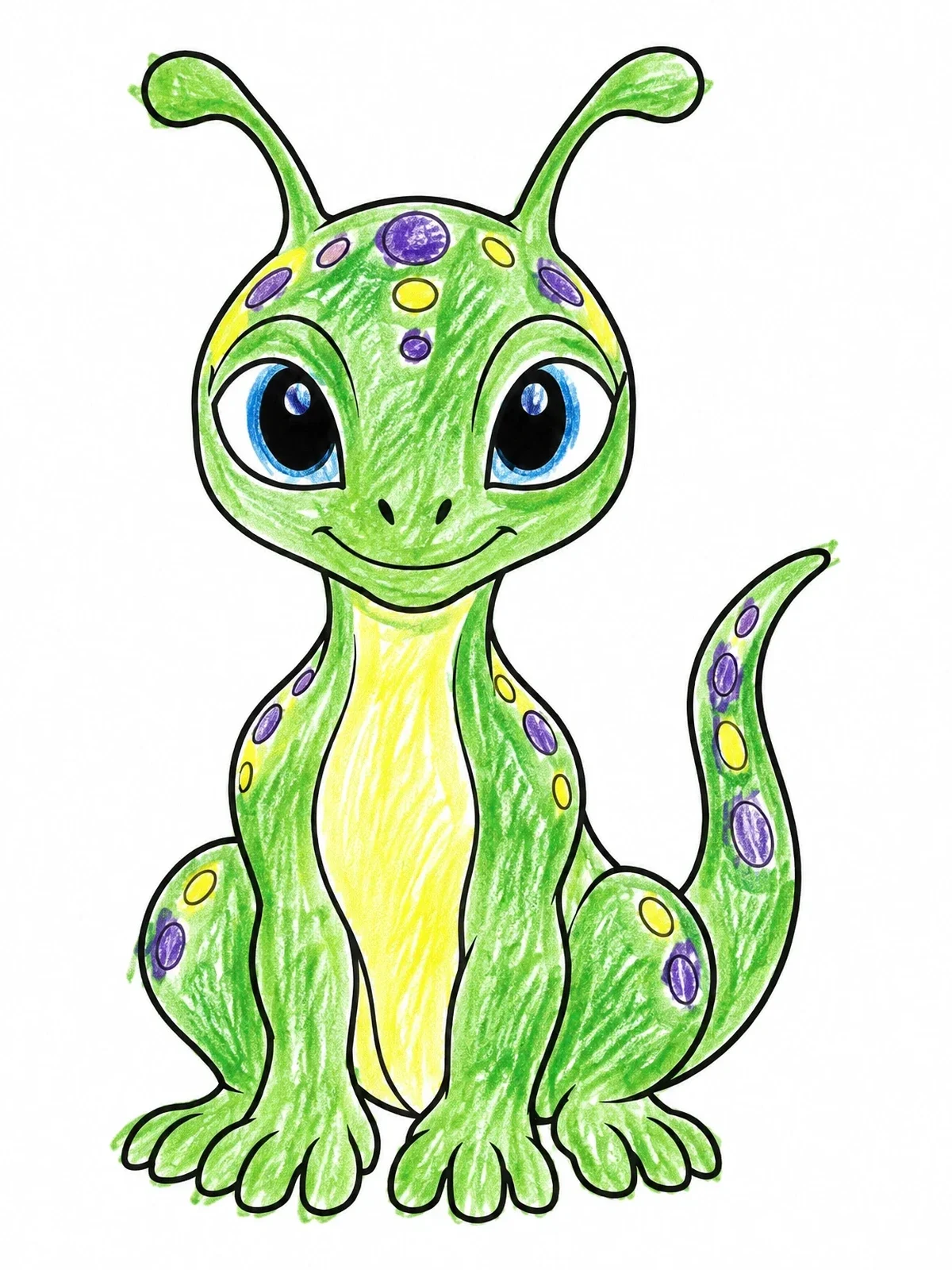 Colored example of the Cute Extraterrestrial Creature coloring page