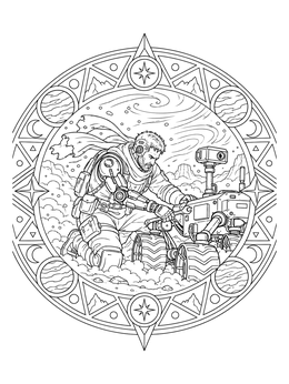 Free printable Cyborg Repairing A Mars Rover coloring page