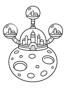 Free printable Futuristic Moon Base Metropolis coloring page