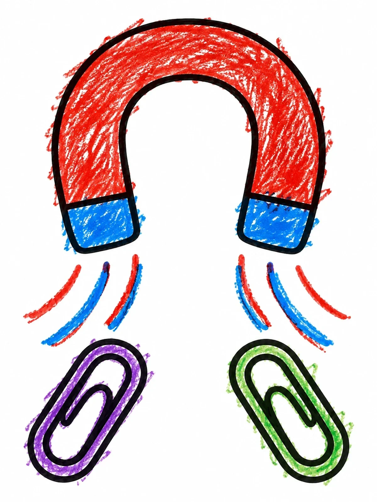 Colored example of the Horseshoe Magnet With Paperclips coloring page