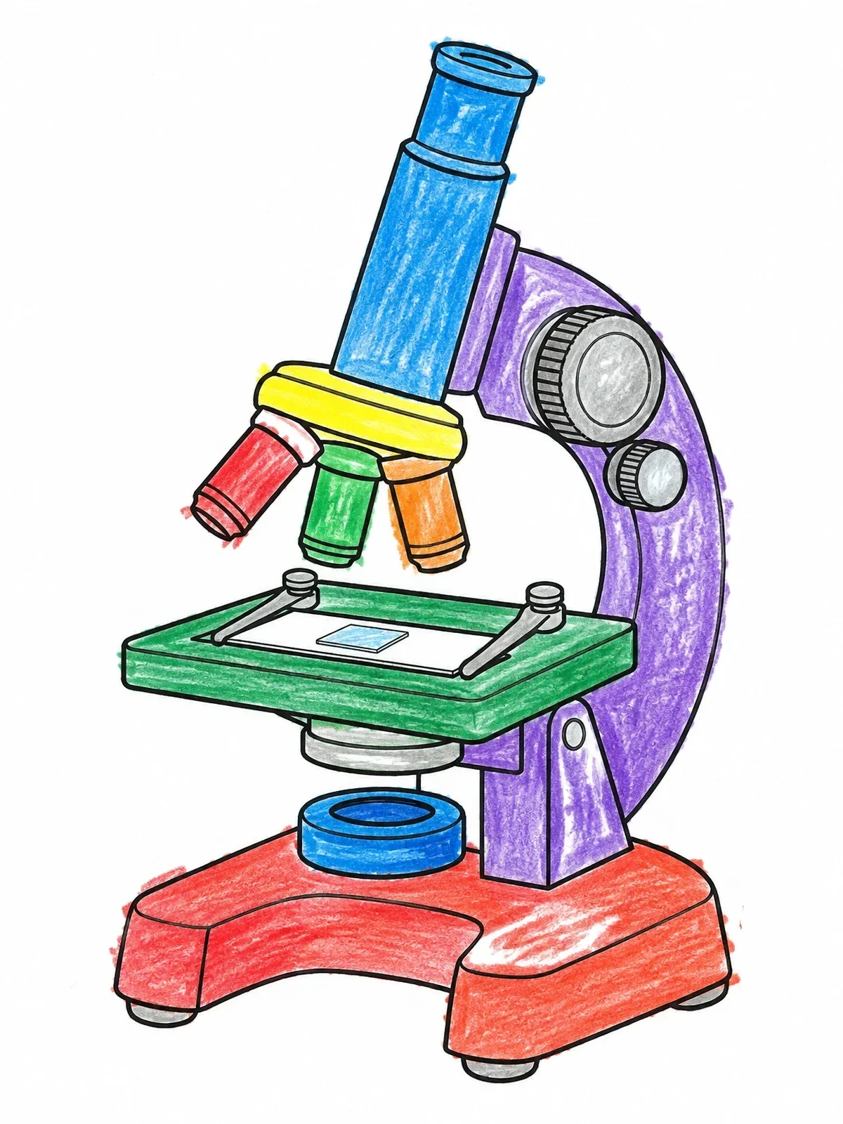 Colored example of the Classic Optical Laboratory Microscope coloring page