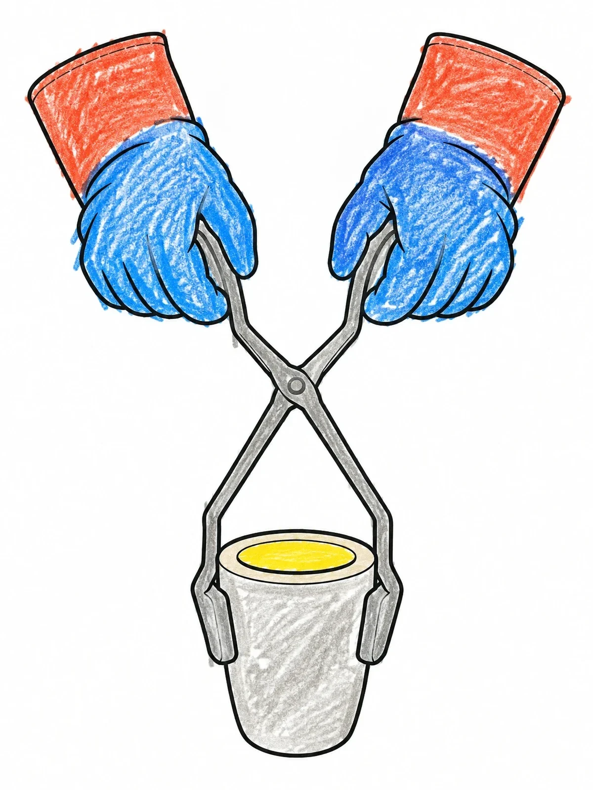 Colored example of the Crucible Tongs And Protective Gloves coloring page