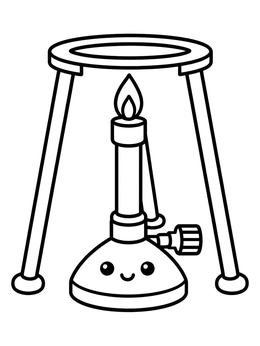 Free printable Cute Bunsen Burner And Tripod Stand coloring page