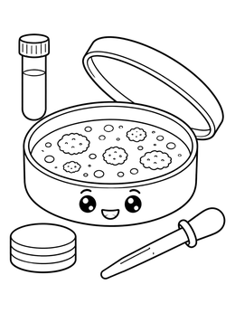 Free printable Cute Petri Dish And Lab Tools coloring page