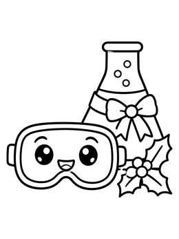 Free printable Festive Goggles And Lab Flask coloring page