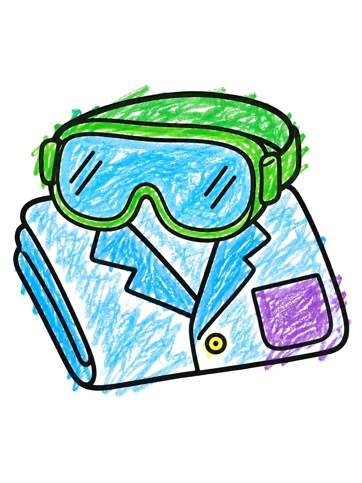 Colored example of the Lab Coat And Safety Goggles coloring page
