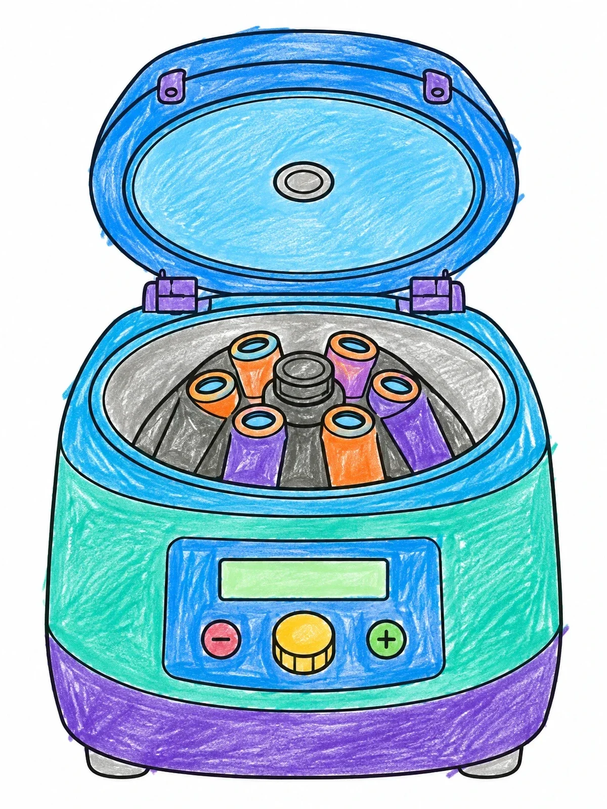 Colored example of the Open Laboratory Centrifuge Machine coloring page