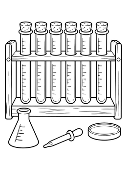 Free printable Test Tube Rack And Chemistry Tools coloring page