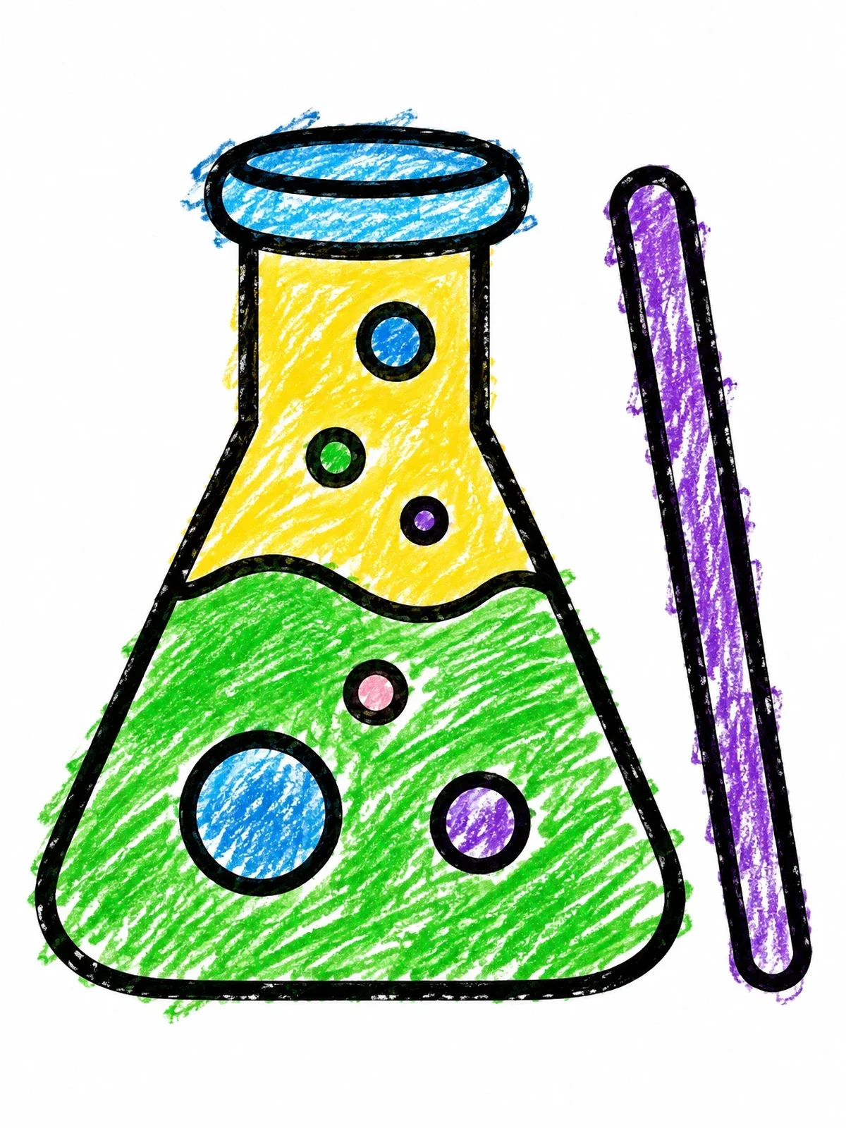 Colored example of the Science Lab Flask And Stirrer coloring page