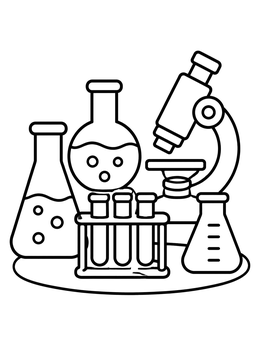 Free printable Science Lab Flasks And Microscope coloring page