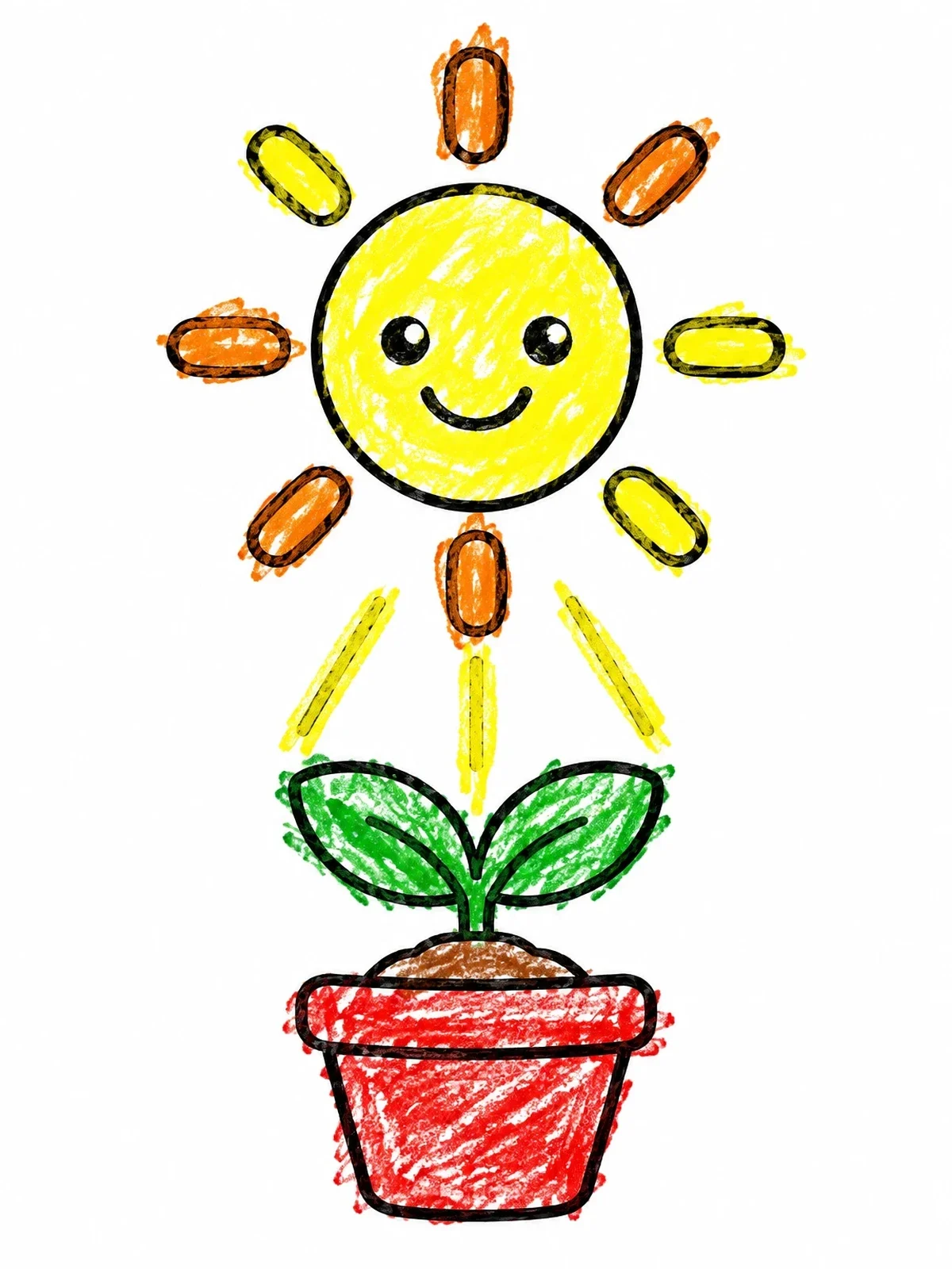 Colored example of the Sun Shining On Little Sprout coloring page