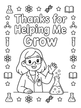 Free printable Science Teacher Appreciation Card coloring page