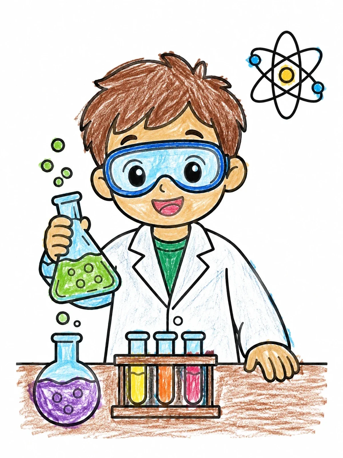 Colored example of the Young Scientist In The Lab coloring page