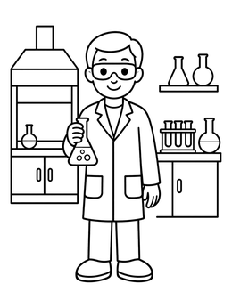 Free printable Young Chemist In Science Lab coloring page