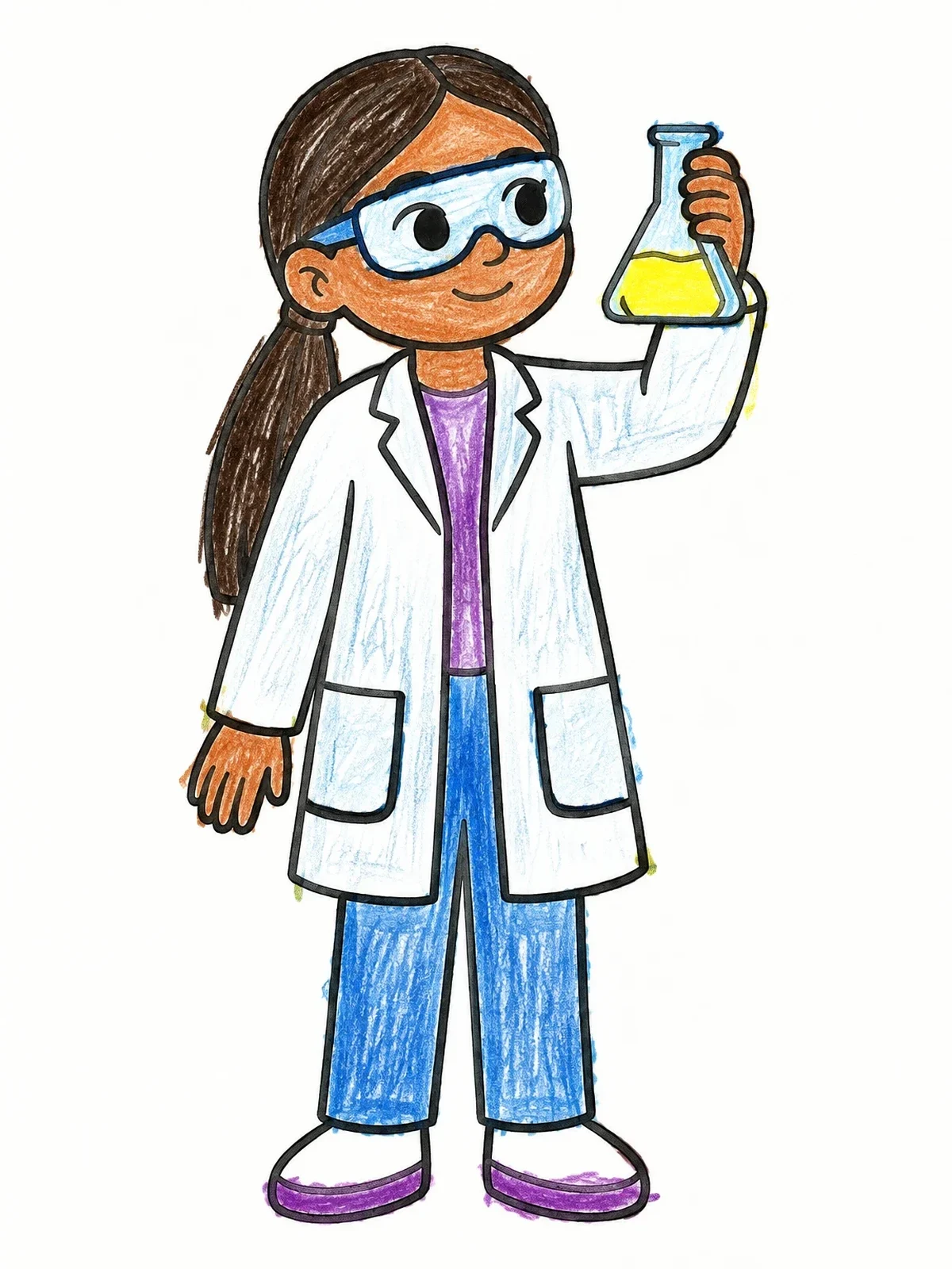 Colored example of the Young Chemist With Flask coloring page