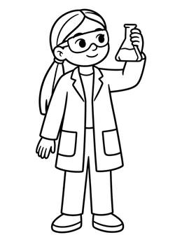 Free printable Young Chemist With Flask coloring page