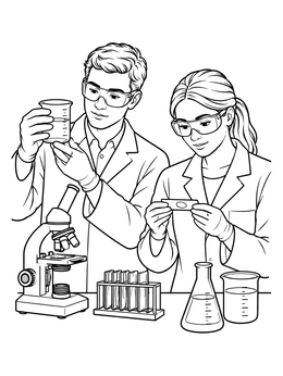 Free printable Scientists Working In The Laboratory coloring page