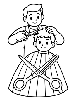 Free printable Barber Haircut With Scissors coloring page
