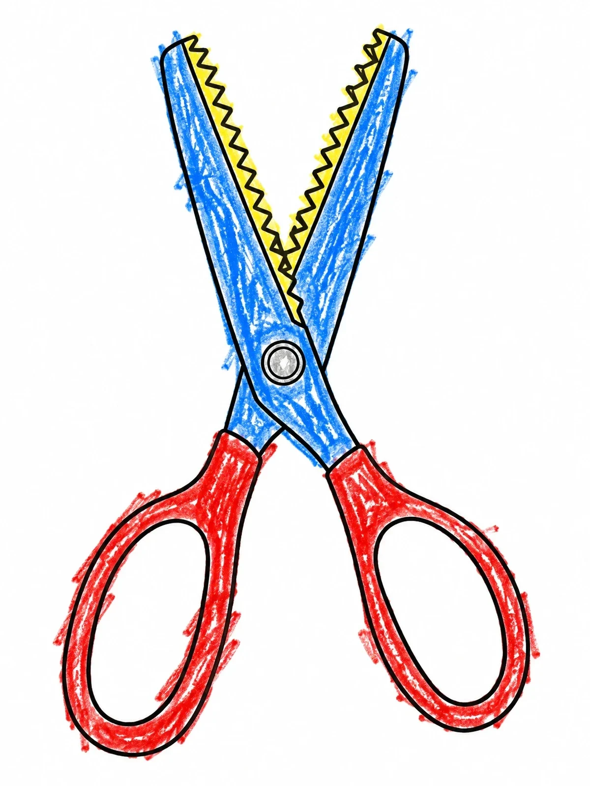 Colored example of the Craft Pinking Shears With Zigzag Blades coloring page