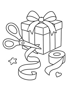 Free printable Scissors Cutting Gift Ribbon coloring page