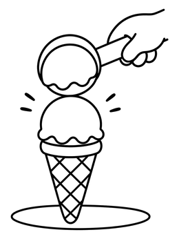 Free printable Scooping Ice Cream Onto A Cone coloring page