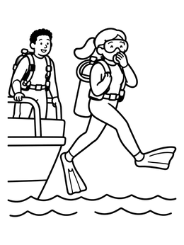 Free printable Scuba Diver Giant Stride Entry coloring page