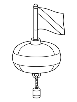Free printable Scuba Diving Marker Buoy With Flag coloring page