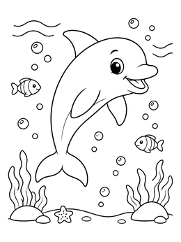 Free printable Playful Dolphin Swimming Underwater coloring page