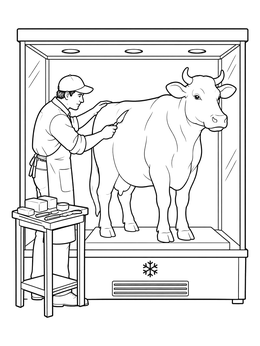 An artist sculpting the famous state fair butter cow in this detailed iowa coloring page.