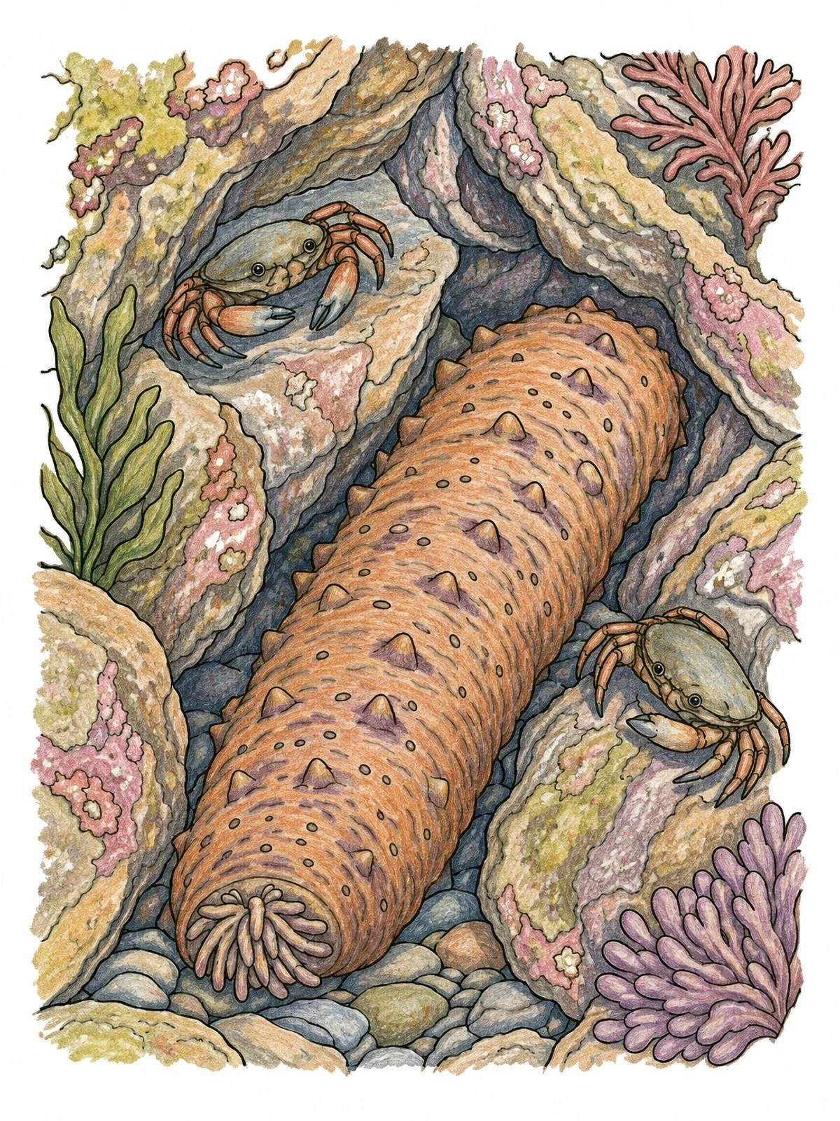 Colored example of the Sea Cucumber On The Ocean Floor coloring page