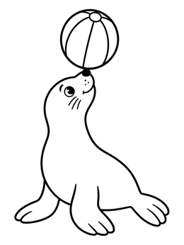 Free printable Sea Lion Balancing A Ball coloring page