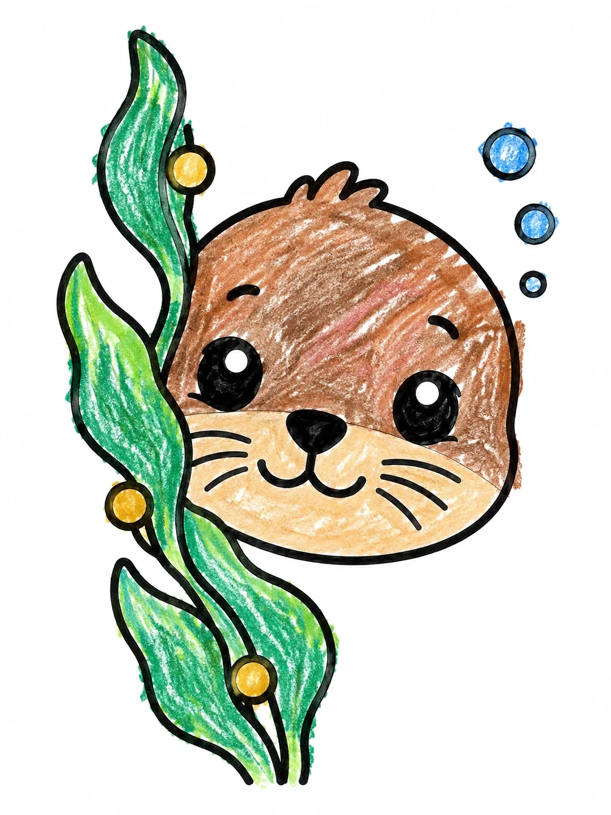 Colored example of the Sea Lion Pup Behind Kelp coloring page