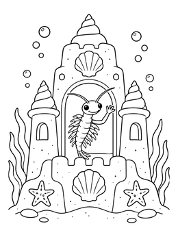 Free printable Sea Monkey In A Sandcastle coloring page