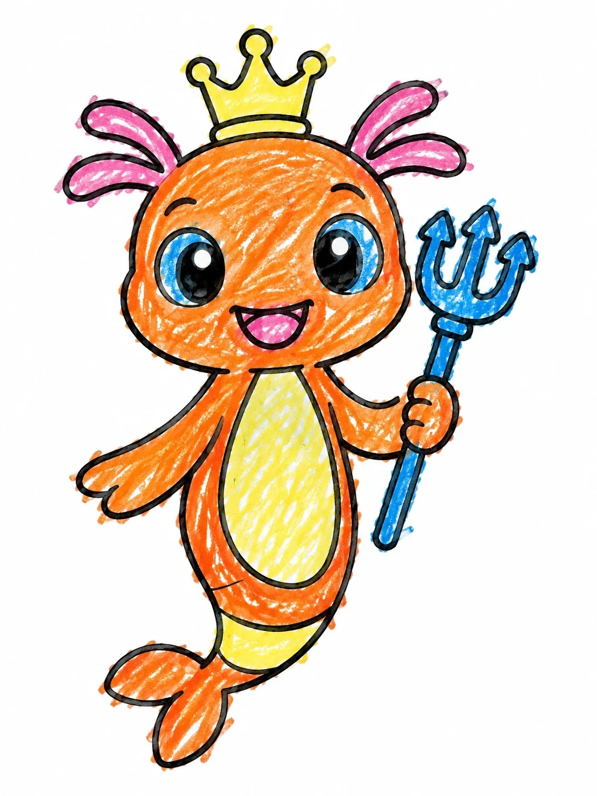 Colored example of the Sea Monkey King With Trident coloring page