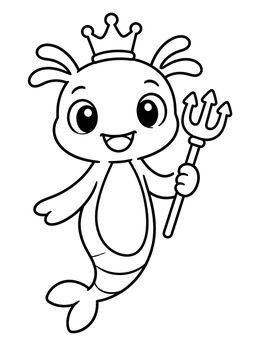 Free printable Sea Monkey King With Trident coloring page