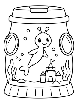 Free printable Sea Monkey Swimming In Tank coloring page