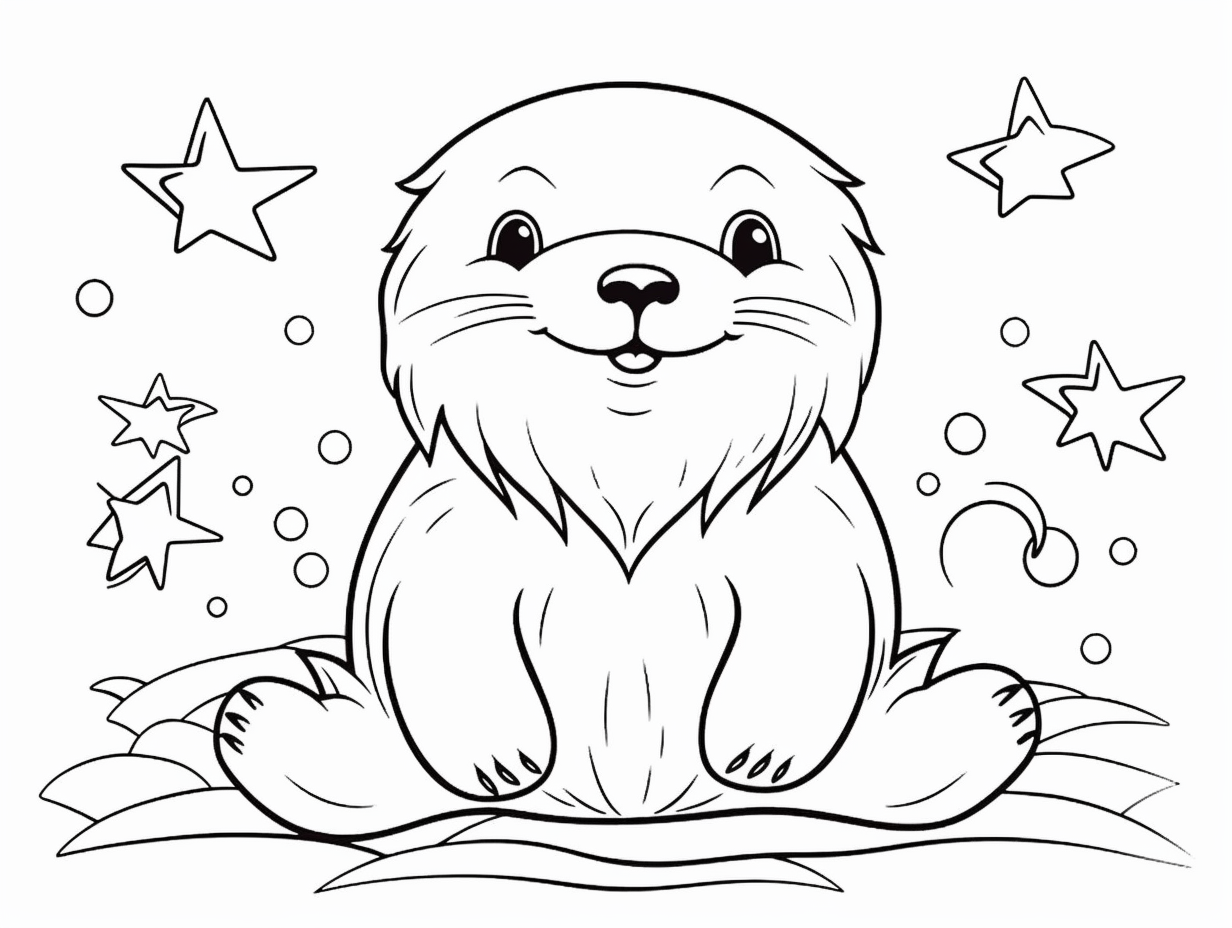 Sea Otter Coloring Page For Kids - Coloring Page