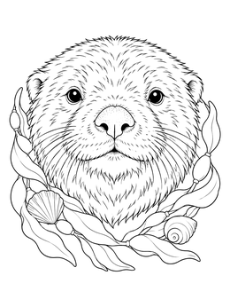 Free printable Sea Otter Portrait With Kelp coloring page