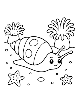 Free printable Sea Snail On The Ocean Floor coloring page