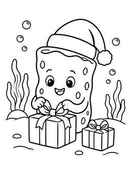 Free printable Sea Sponge With Christmas Gifts coloring page