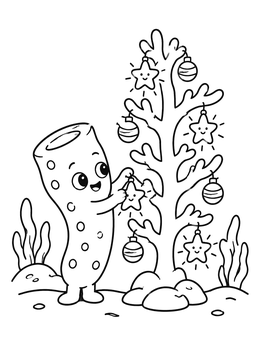Free printable Sea Sponge Decorating Coral Tree coloring page