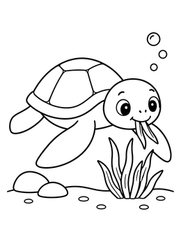 Free printable Sea Turtle Eating Green Seagrass coloring page