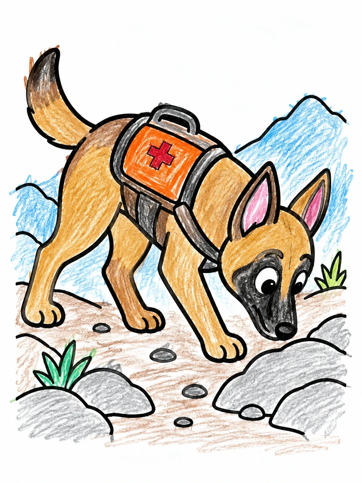 Colored example of the Search And Rescue Belgian Malinois coloring page