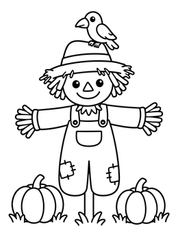 Free printable Friendly Scarecrow With Little Crow coloring page