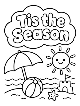 Free printable Sunny Summer Beach Day coloring page