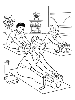Free printable Seated Forward Bend Yoga Class coloring page