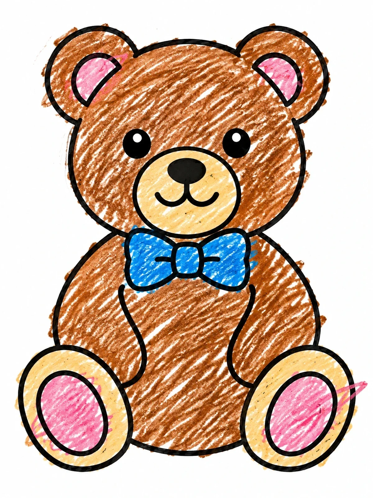 Colored example of the Seated Teddy Bear With Bow Tie coloring page